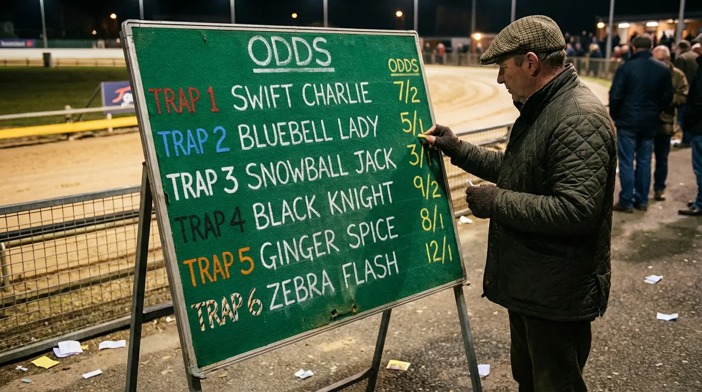 Ante-post odds board showing Greyhound Derby betting market prices