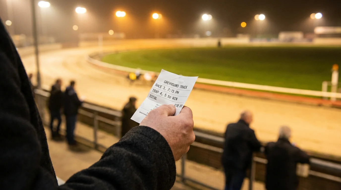 Greyhound betting accumulator slip with multiple race selections