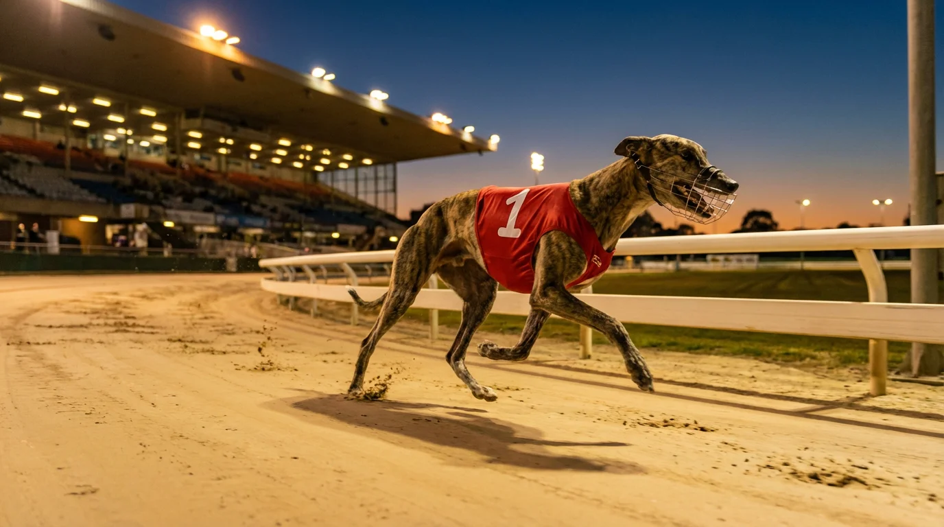 Greyhound Derby winners history — champion greyhound crossing the finish line at White City Stadium