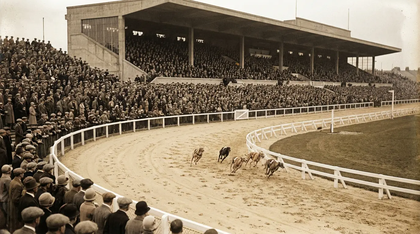 Greyhound racing at White City Stadium during the early years of the English Derby