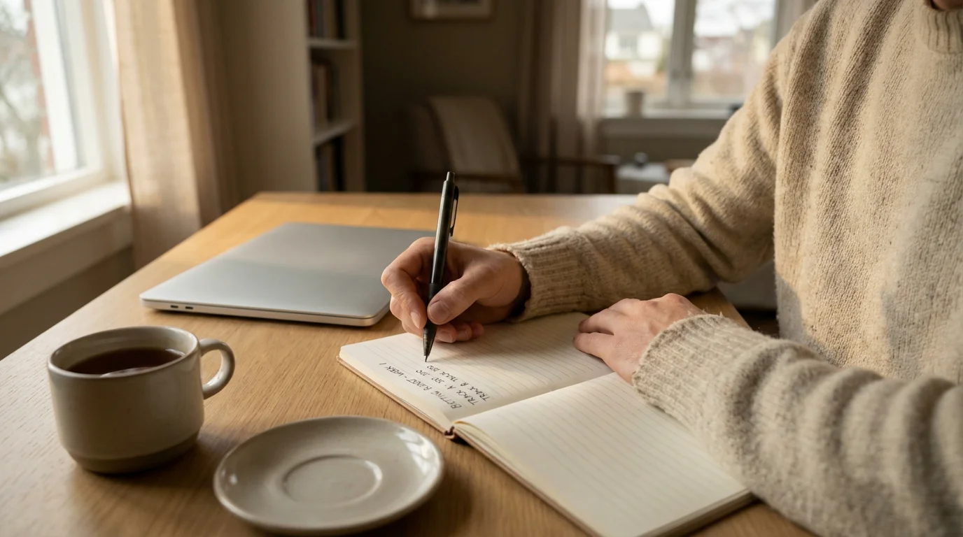 Responsible gambling guide for greyhound betting — person setting betting limits on a notebook